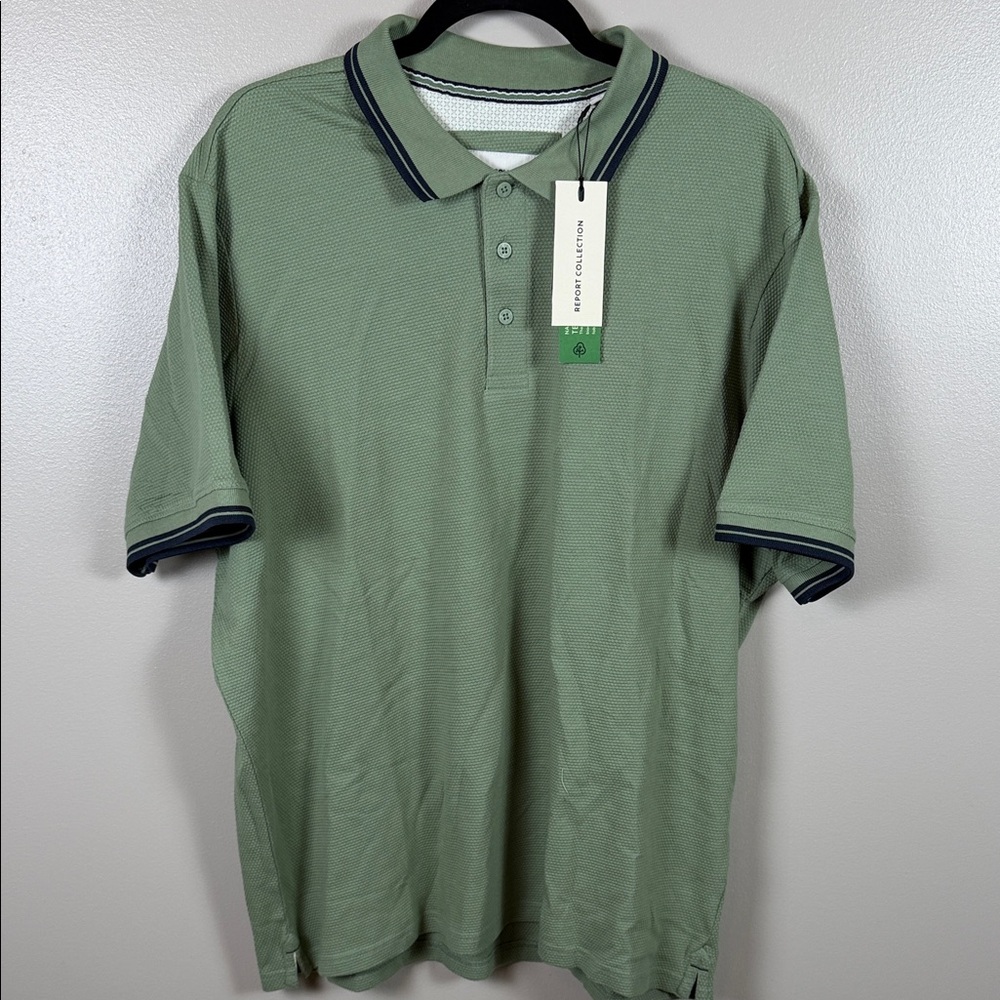 Report Collection Sage Green Polo with Navy Trim